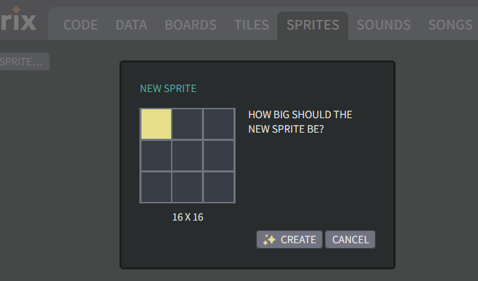 Creating a new sprite