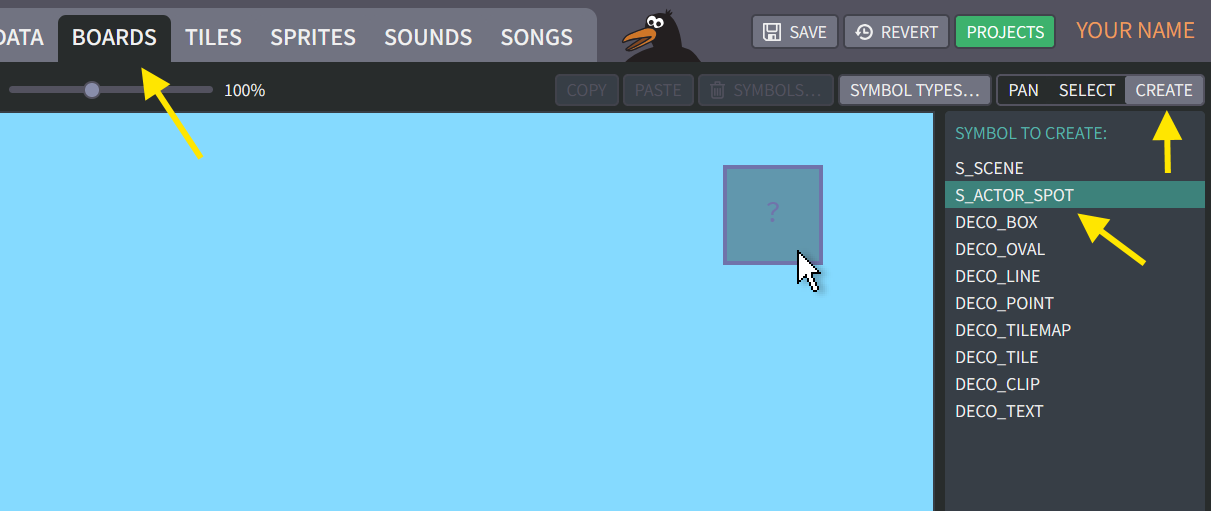 Creating an S_ACTOR_SPOT