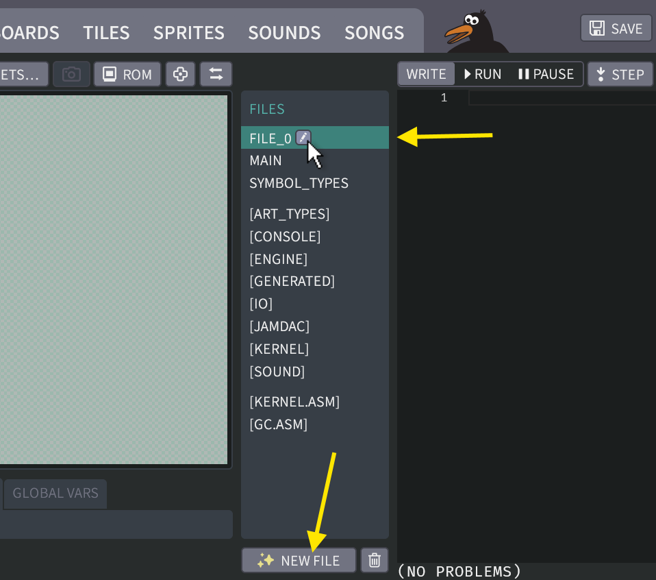 Renaming a new source file