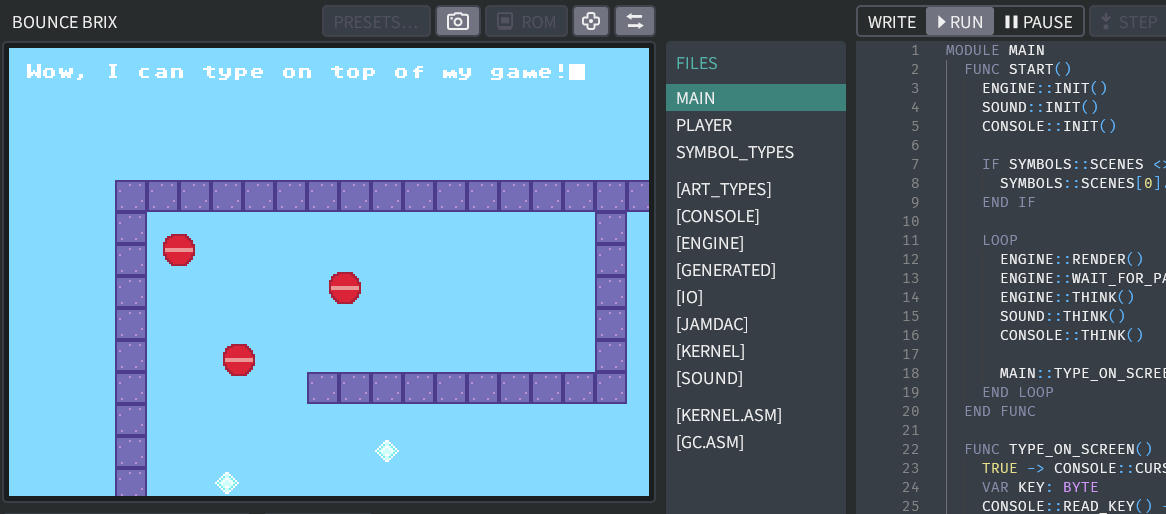 Typing on top of the game maze