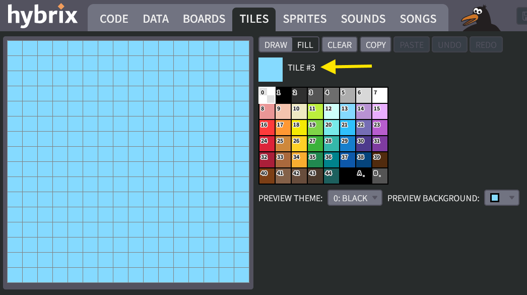 Tile #3 in the tile editor