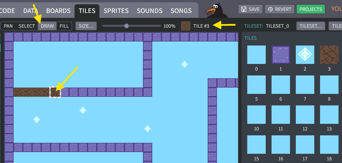 Tile #3 as "brittle" wall