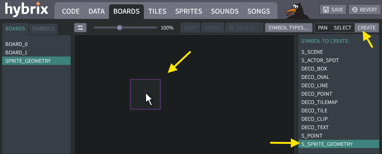 Creating the S_SPRITE_GEOMETRY symbol