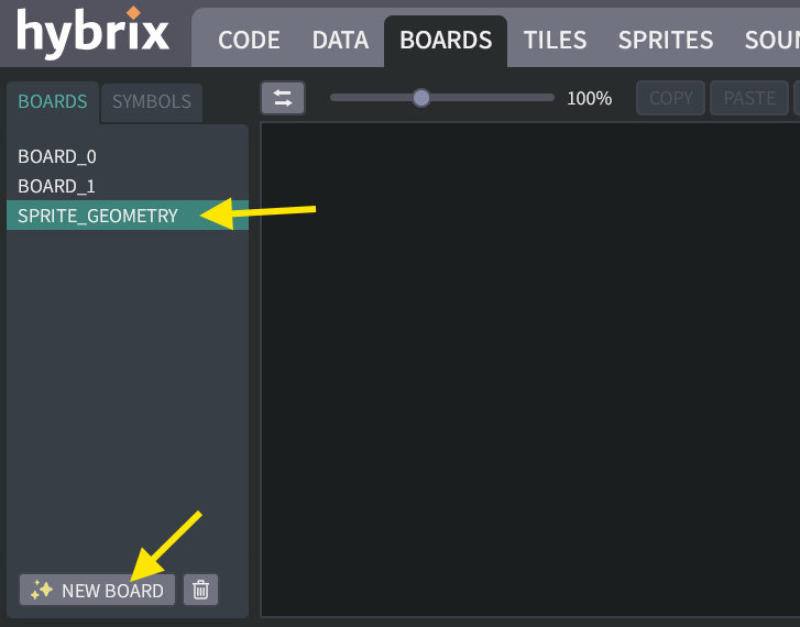 Creating the "SPRITE_GEOMETRY" board