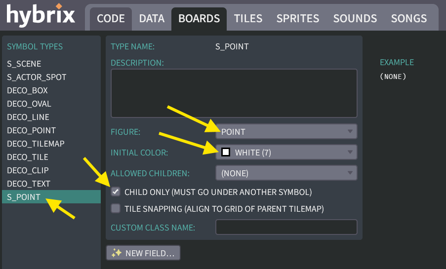 Configuring the S_POINT type