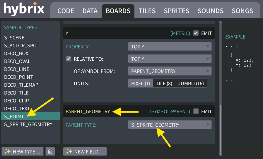 Configuring the GEOMETRY parent field