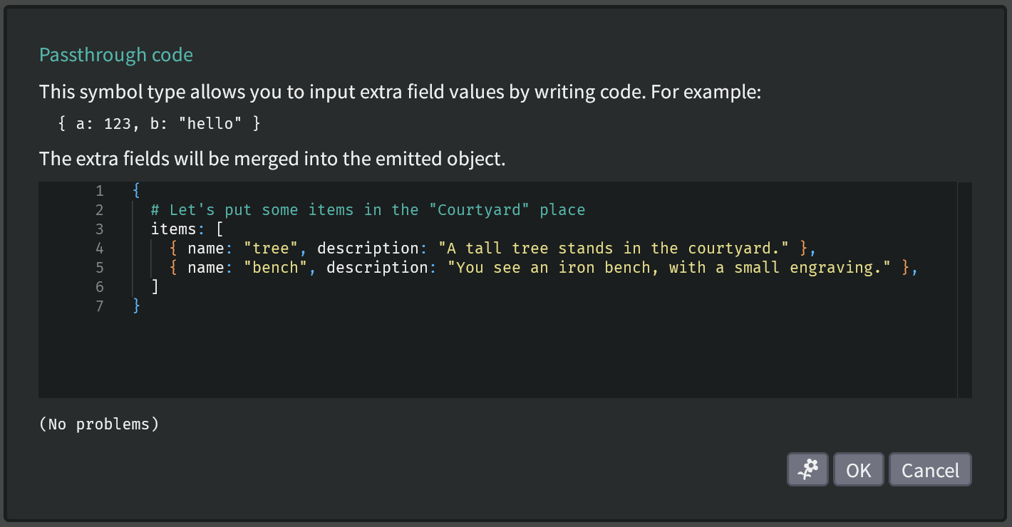"Passthrough code" window