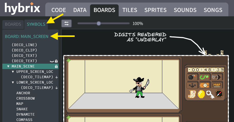 Symbols tab with tree view